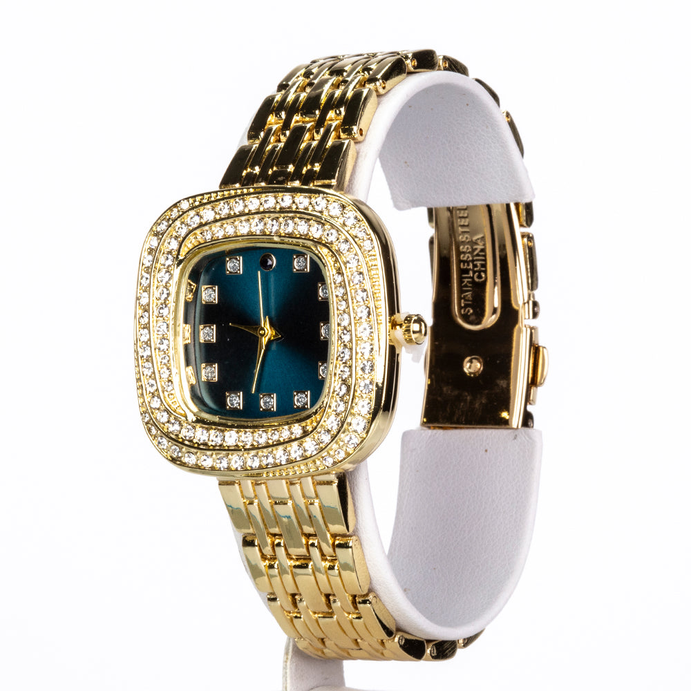 Pozlátený Zliatinový Hodinky s so Zafírom a Bielym Emporia® Krištáľom ( Náramok ) 5 