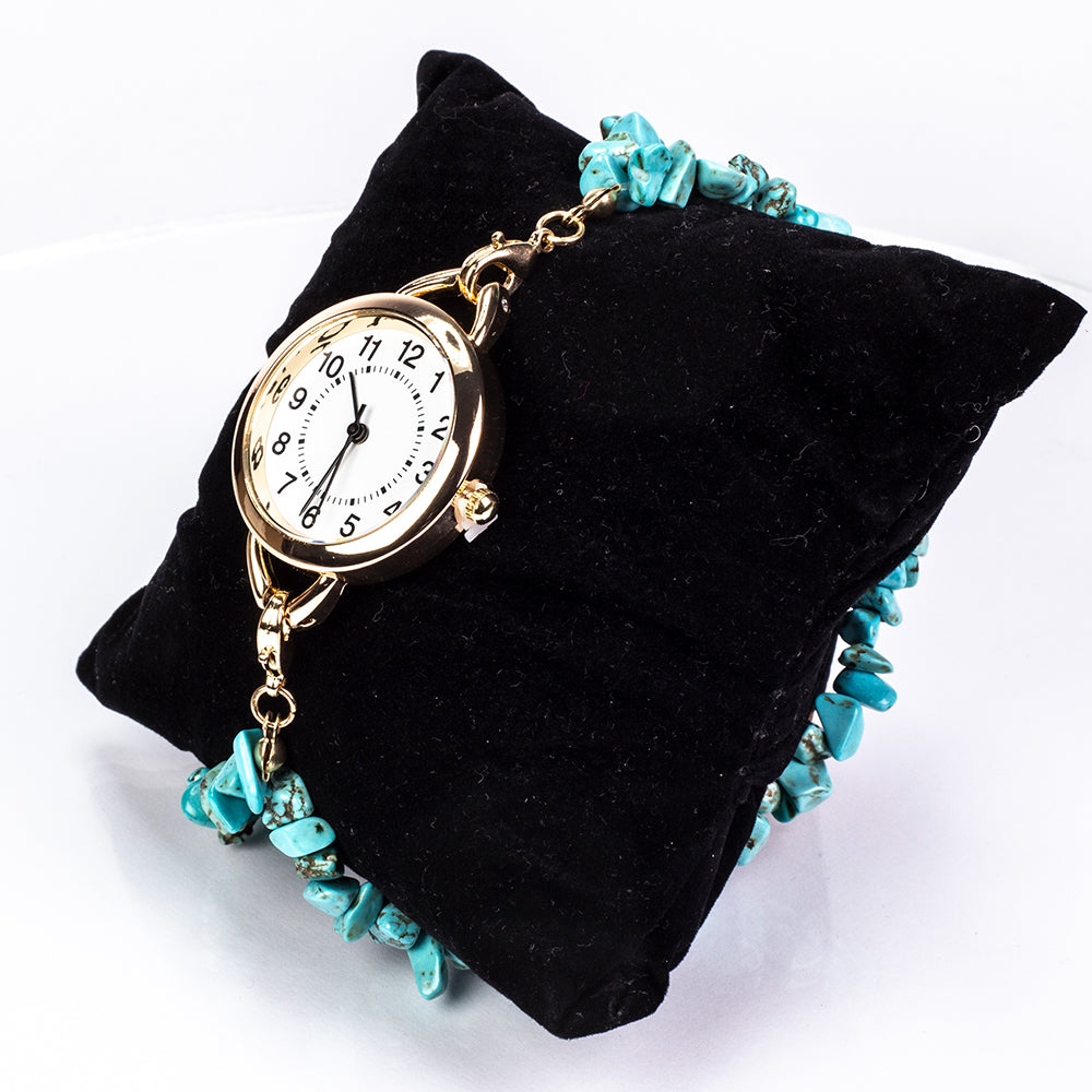 Pozlátený Zliatinový Hodinky s Tyrkysom a Ametystom ( Náramok ) 12 