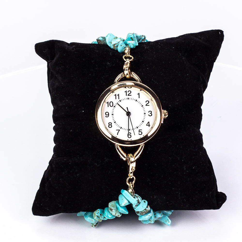 Pozlátený Zliatinový Hodinky s Tyrkysom a Ametystom ( Náramok )