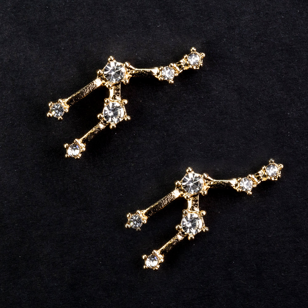 Býk Pozlátené Zliatinové Náušnice s Bielym Emporia® Krištáľom 2 