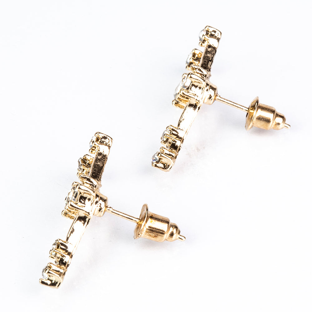 Býk Pozlátené Zliatinové Náušnice s Bielym Emporia® Krištáľom 5 