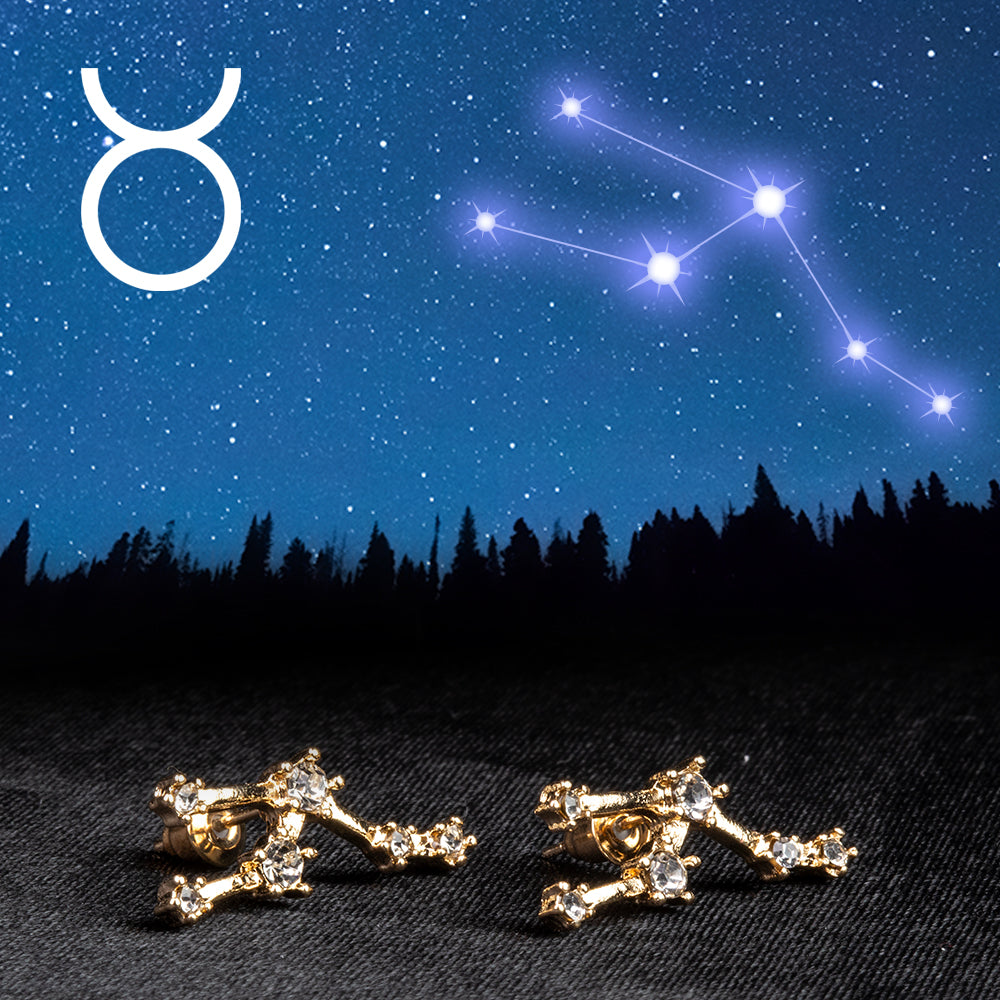 Býk Pozlátené Zliatinové Náušnice s Bielym Emporia® Krištáľom