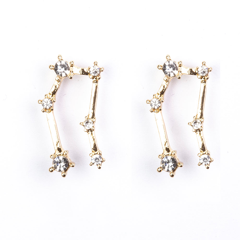 Blíženci Pozlátené Zliatinové Náušnice s Bielym Emporia® Krištáľom 3 