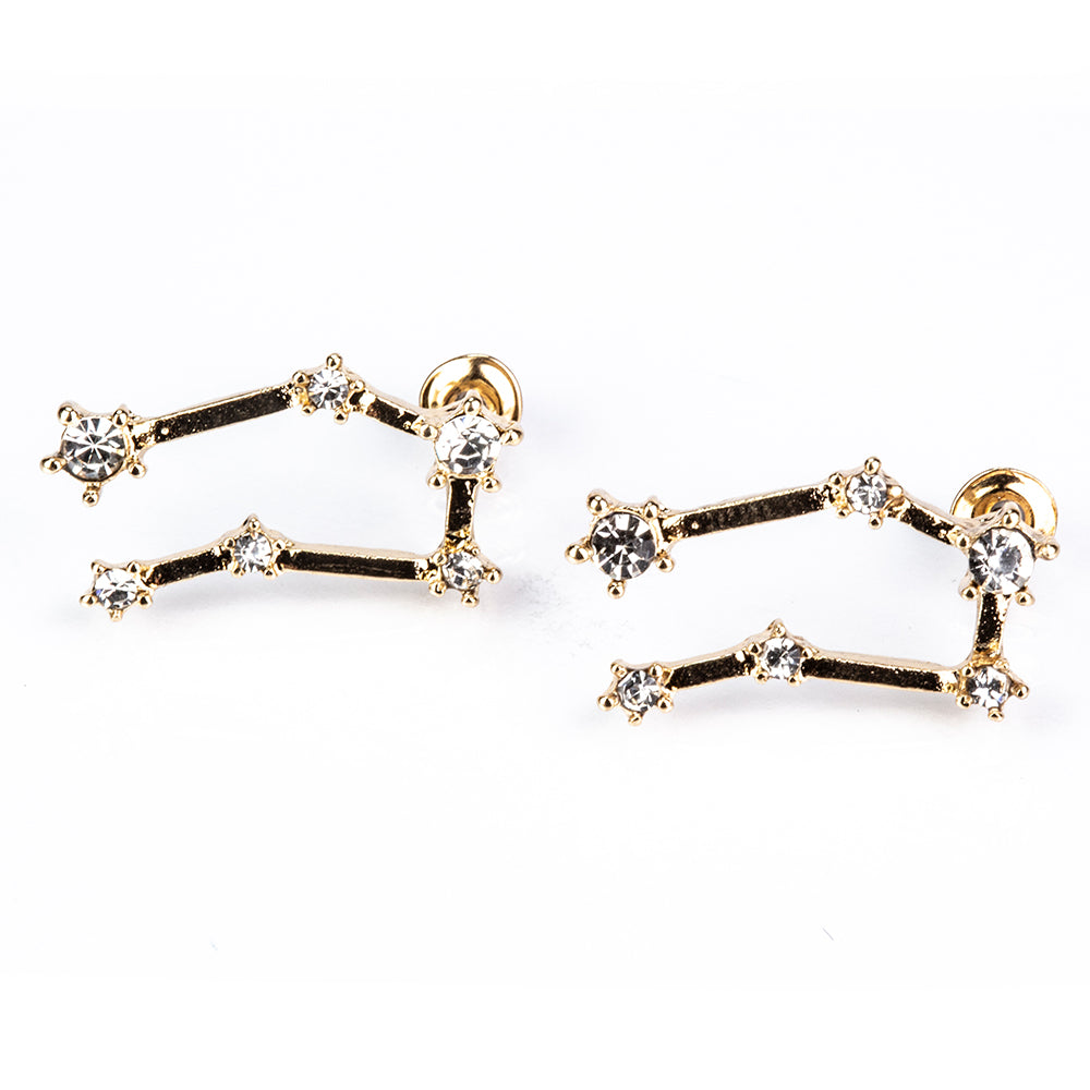 Blíženci Pozlátené Zliatinové Náušnice s Bielym Emporia® Krištáľom