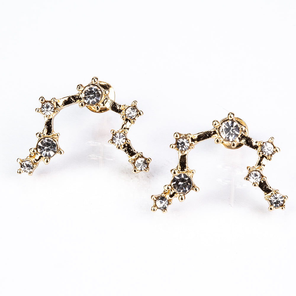 Vodnár Pozlátené Zliatinové Náušnice s Bielym Emporia® Krištáľom