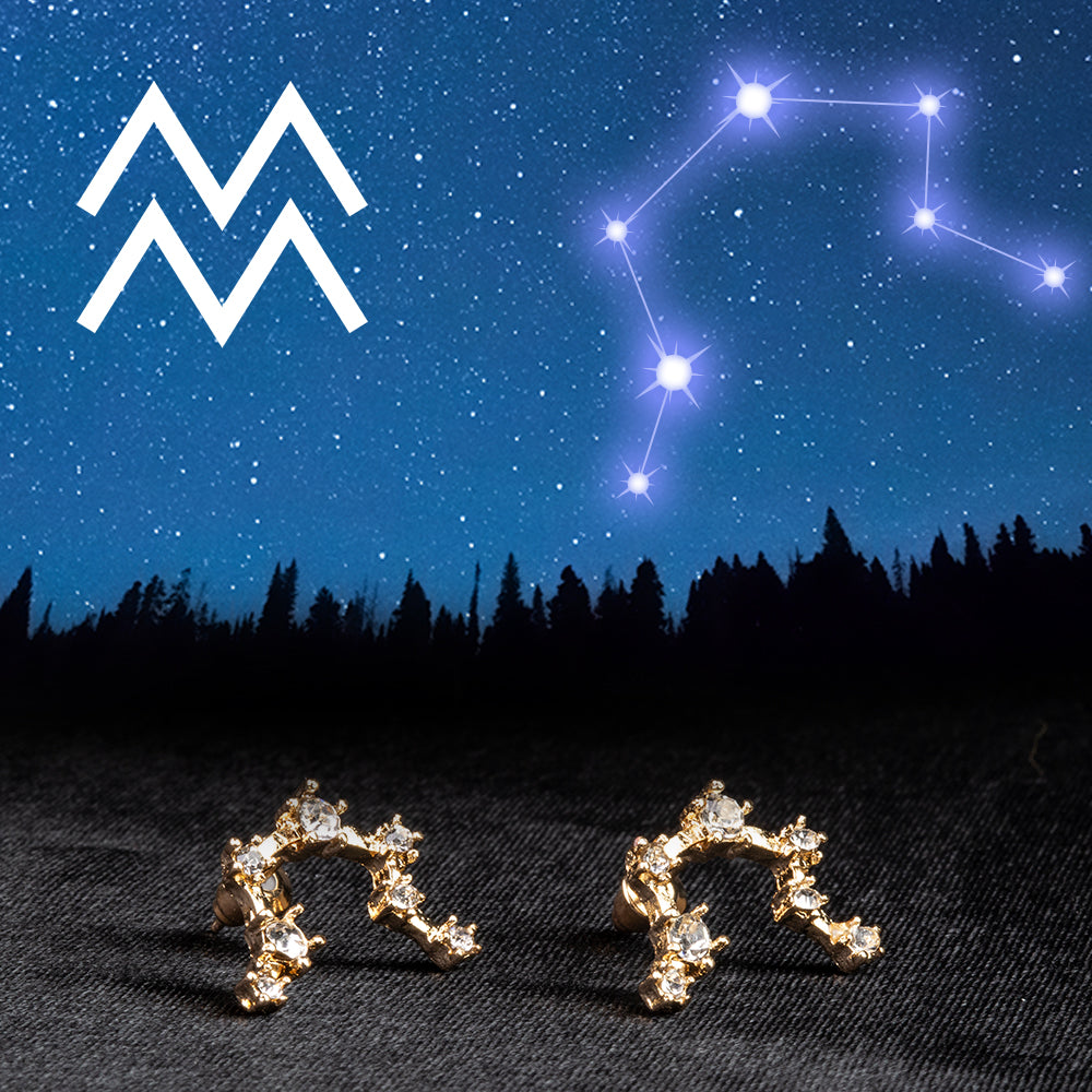 Vodnár Pozlátené Zliatinové Náušnice s Bielym Emporia® Krištáľom