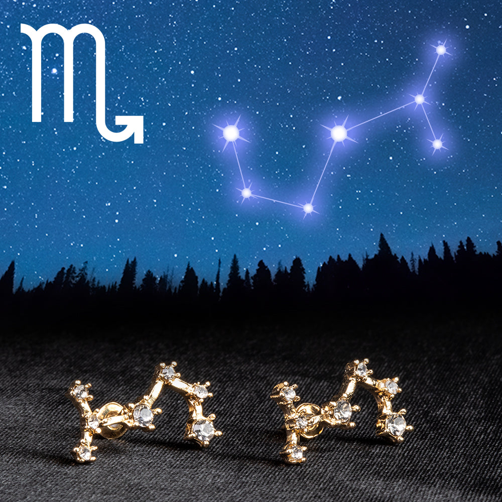 Škorpión Pozlátené Zliatinové Náušnice s Bielym Emporia® Krištáľom 1 