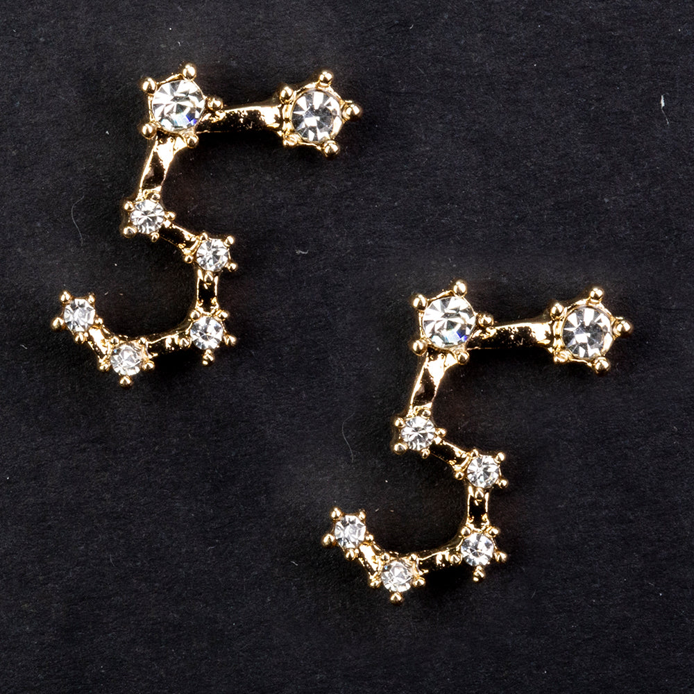 Lev Pozlátené Zliatinové Náušnice s Bielym Emporia® Krištáľom