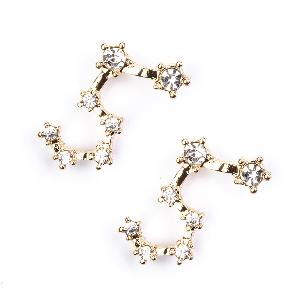 Lev Pozlátené Zliatinové Náušnice s Bielym Emporia® Krištáľom 3 