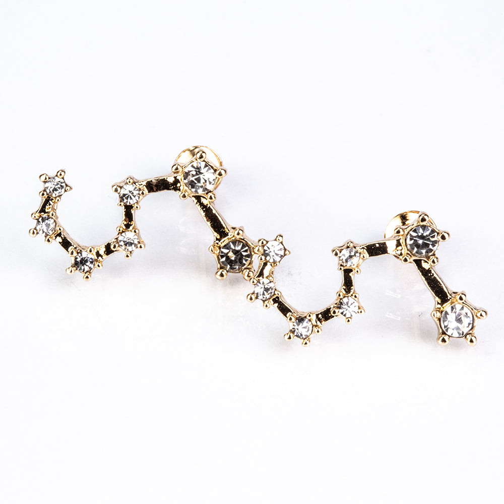 Lev Pozlátené Zliatinové Náušnice s Bielym Emporia® Krištáľom 4 