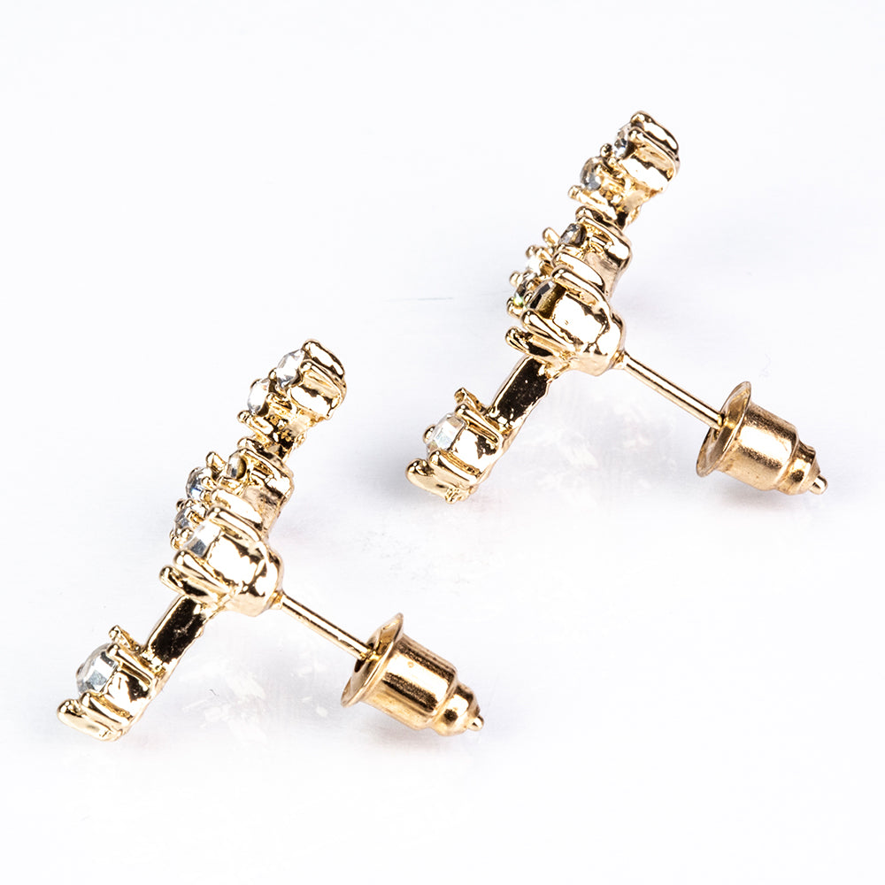 Lev Pozlátené Zliatinové Náušnice s Bielym Emporia® Krištáľom 5 