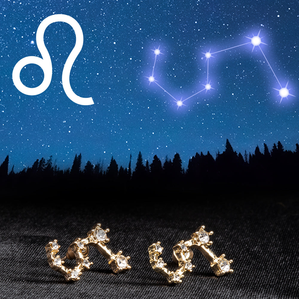 Lev Pozlátené Zliatinové Náušnice s Bielym Emporia® Krištáľom 1 