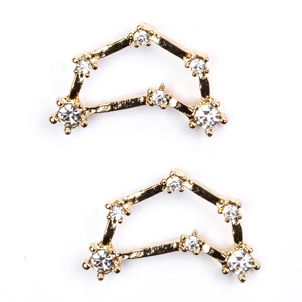 Kozorožec Pozlátené Zliatinové Náušnice s Bielym Emporia® Krištáľom