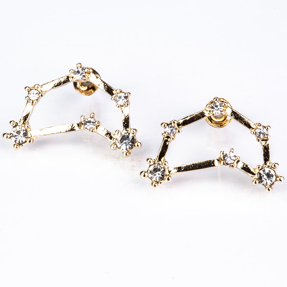 Kozorožec Pozlátené Zliatinové Náušnice s Bielym Emporia® Krištáľom