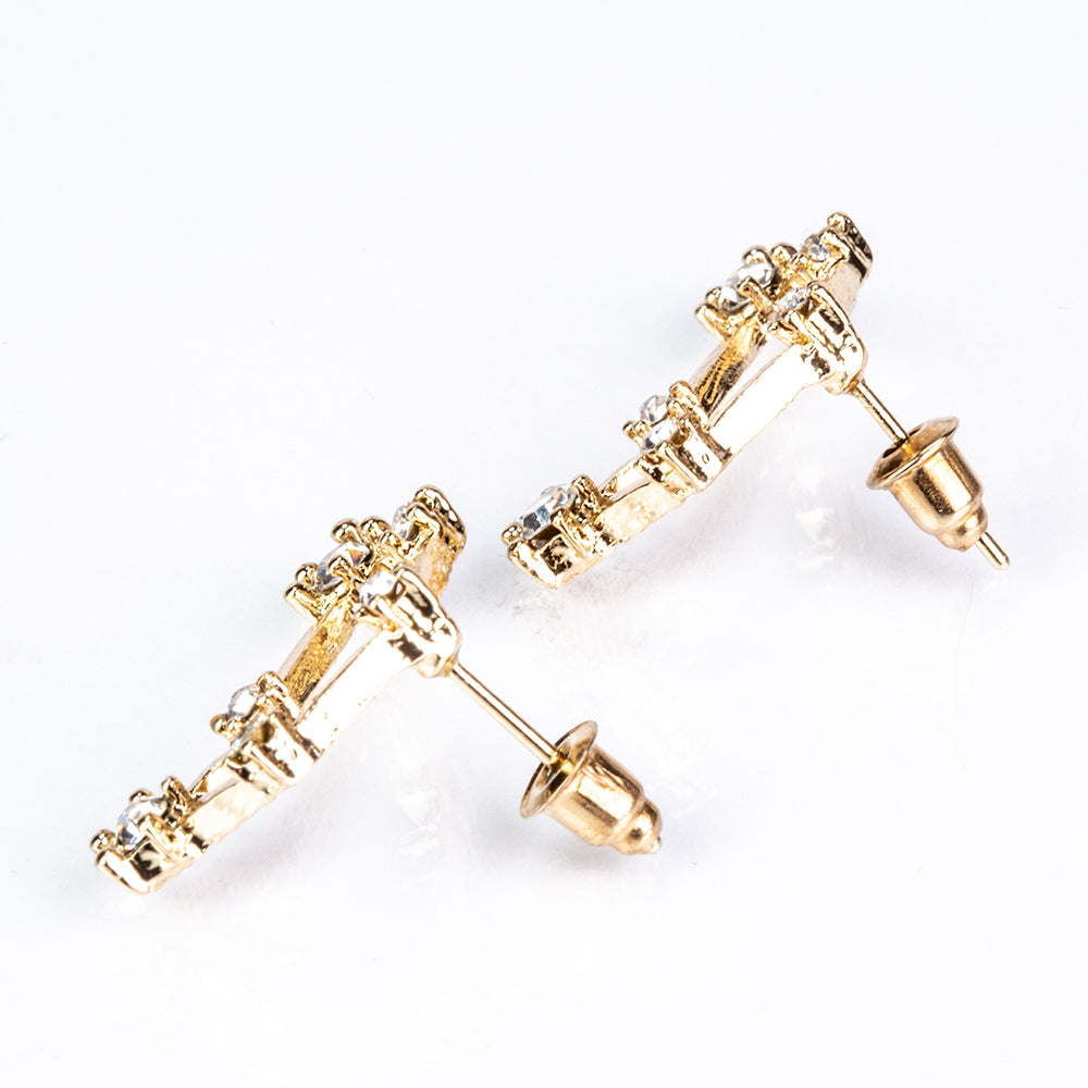 Kozorožec Pozlátené Zliatinové Náušnice s Bielym Emporia® Krištáľom 5 