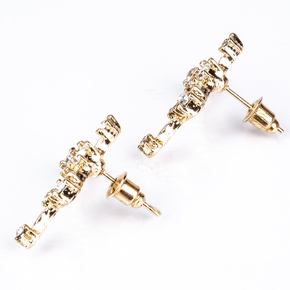 Panna Pozlátené Zliatinové Náušnice s Bielym Emporia® Krištáľom