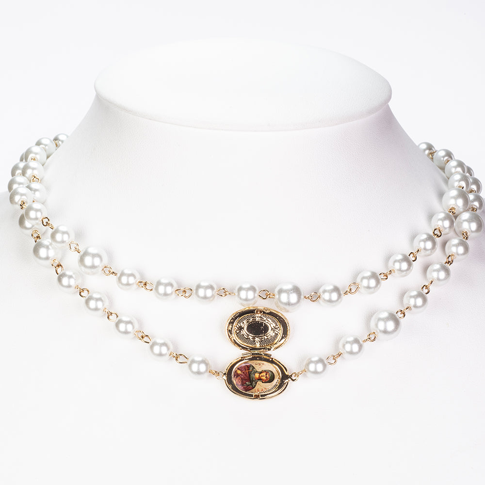 Pozlátený Zliatinový Náhrdelník s Sklenená perla 1 