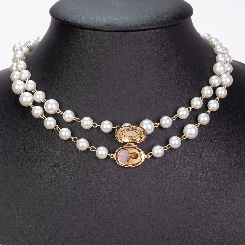 Pozlátený Zliatinový Náhrdelník s Sklenená perla