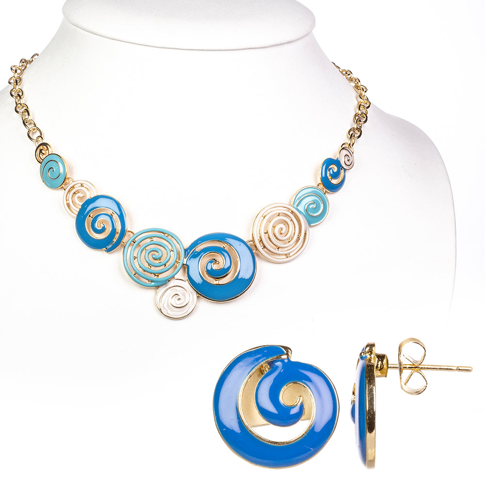 Pozlátené Zliatinové Sada s so Smaltom ( Náhrdelník+Náušnice )