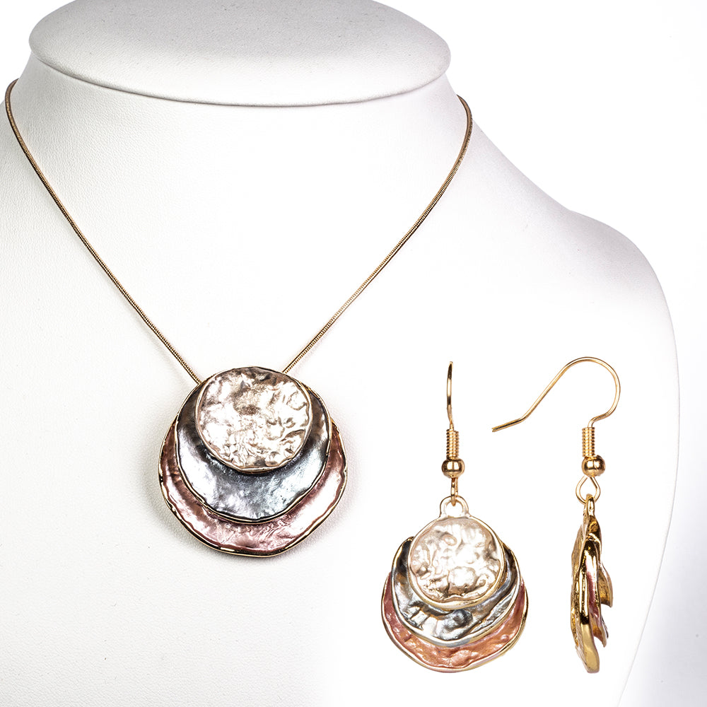 Pozlátené Zliatinové Sada s so Smaltom ( Náhrdelník+Náušnice+Prívesok )