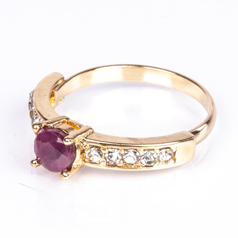 Pozlátené Zliatinové Sada s Rubínom a Bielym Emporia® Krištáľom ( Náhrdelník+Náušnice+Prsteň +Prívesok ) 6 