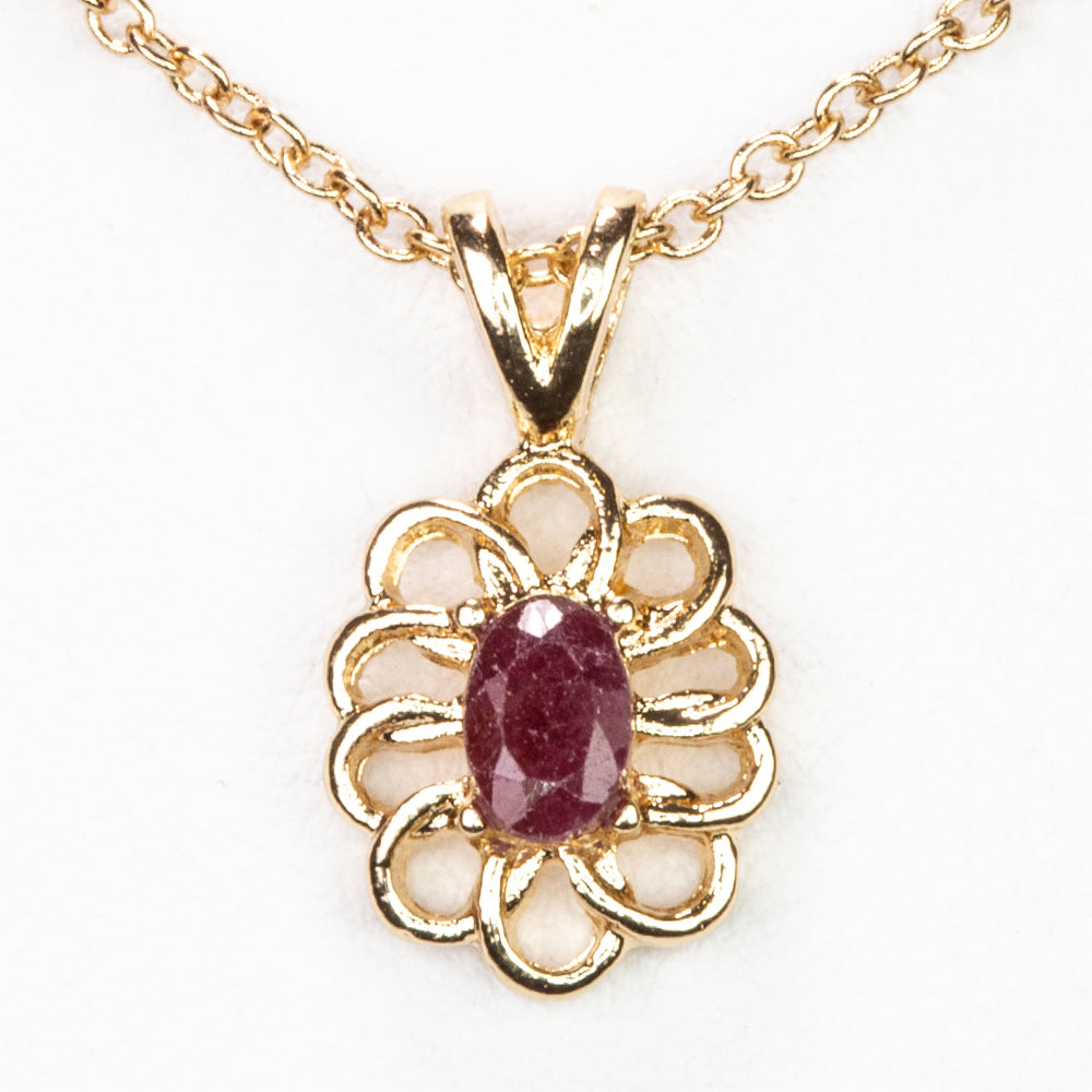 Pozlátený Zliatinový Náhrdelník s Rubínom a Bielym Emporia® Krištáľom ( Náhrdelník+Prívesok ) 1 