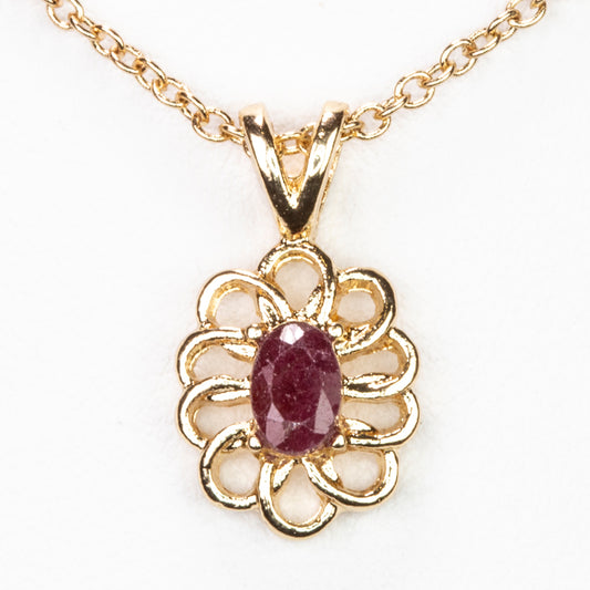 Pozlátený Zliatinový Náhrdelník s Rubínom a Bielym Emporia® Krištáľom ( Náhrdelník+Prívesok )