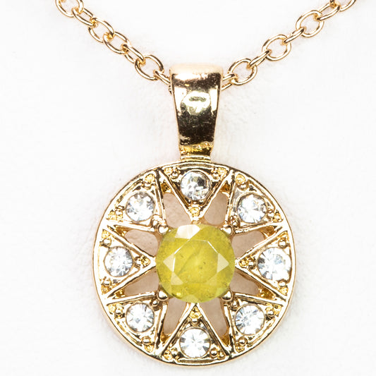 Pozlátený Zliatinový Náhrdelník s Olivínom a Bielym Emporia® Krištáľom ( Náhrdelník+Prívesok )