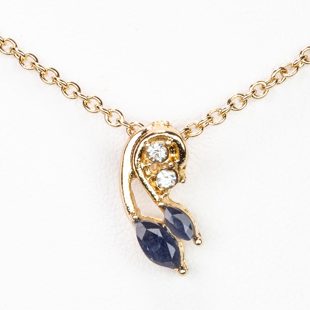 Pozlátený Zliatinový Náhrdelník s so Zafírom a Bielym Emporia® Krištáľom ( Náhrdelník+Prívesok )