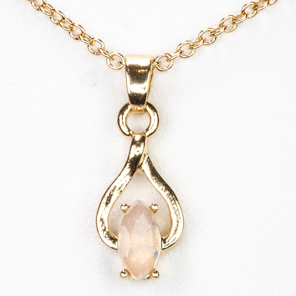 Pozlátený Zliatinový Náhrdelník s Etiópskym Opálom z Lega Dembi a Bielym Emporia® Krištáľom ( Náhrdelník+Prívesok ) 1 