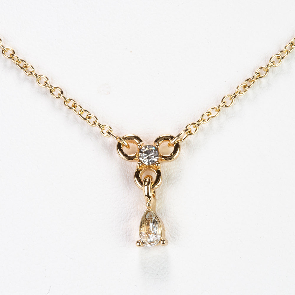 Pozlátený Zliatinový Náhrdelník s Nebeským Modrým Topásom a Bielym Emporia® Krištáľom ( Náhrdelník+Prívesok ) 1 