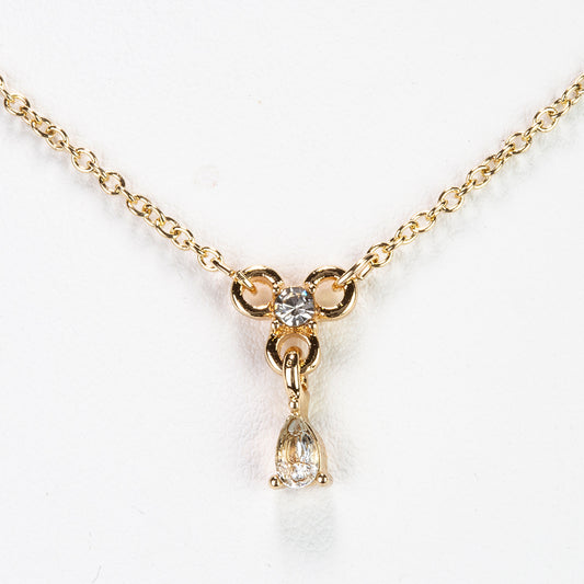 Pozlátený Zliatinový Náhrdelník s Nebeským Modrým Topásom a Bielym Emporia® Krištáľom ( Náhrdelník+Prívesok )