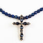 Kríž Pozlátený Zliatinový Náhrdelník s Lapisom Lazuli a Modrým Emporia® Krištáľom ( Náhrdelník+Prívesok )