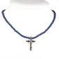 Kríž Pozlátený Zliatinový Náhrdelník s Lapisom Lazuli a Modrým Emporia® Krištáľom ( Náhrdelník+Prívesok )
