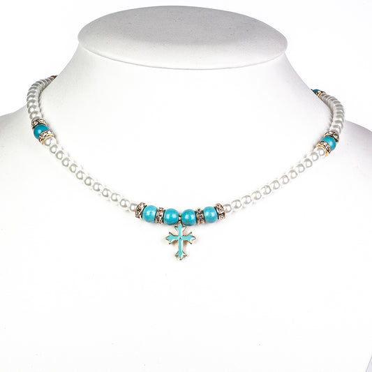 Kríž Korále Náhrdelník s Tyrkysom ( Náhrdelník+Prívesok )