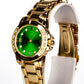 Pozlátený Zliatinový Hodinky s so Smaragdom a Bielym Emporia® Krištáľom ( Náhrdelník+Náušnice+Prívesok )