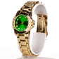 Pozlátený Zliatinový Hodinky s so Smaragdom a Bielym Emporia® Krištáľom ( Náhrdelník+Náušnice+Prívesok )