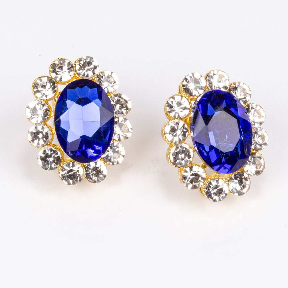 Pozlátené Zliatinové Sada s Modrým Emporia® Krištáľom a Bielym Emporia® Krištáľom ( Náhrdelník+Náušnice ) 3 