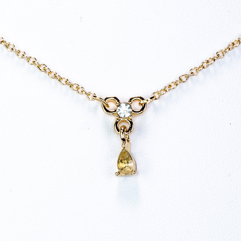 Pozlátený Zliatinový Náhrdelník s Bielym Emporia® Krištáľom ( Náhrdelník+Prívesok ) 1 