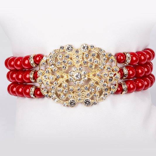 Pozlátené Zliatinové Sada s Bielym Emporia® Krištáľom ( Náhrdelník+Náramok )