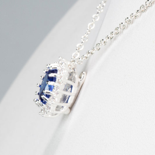 Pozlátené Zliatinové Sada s Modrým Emporia® Krištáľom a Bielym Emporia® Krištáľom ( Náhrdelník+Prsteň )