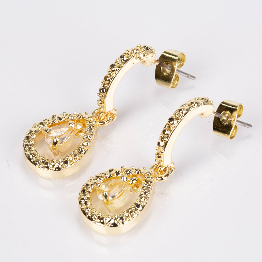 Pozlátený Zliatinový Hodinky s Rubínom a Bielym Emporia® Krištáľom ( Náhrdelník+Náušnice+Prívesok ) 2 