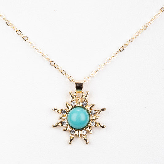 Pozlátený Zliatinový Náhrdelník s Tyrkysom