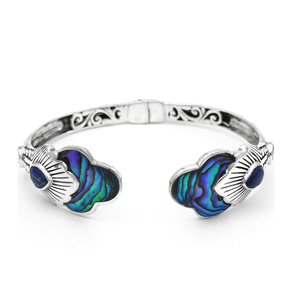 Strieborný Náramok s Mušľou Abalone a Lapisom Lazuli 1 