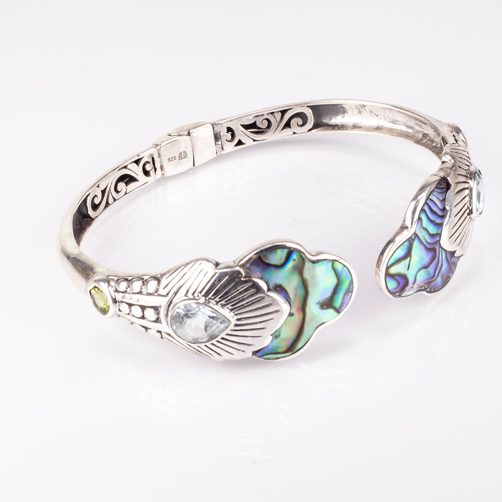 Strieborný Náramok s Mušľou Abalone a Lapisom Lazuli 3 