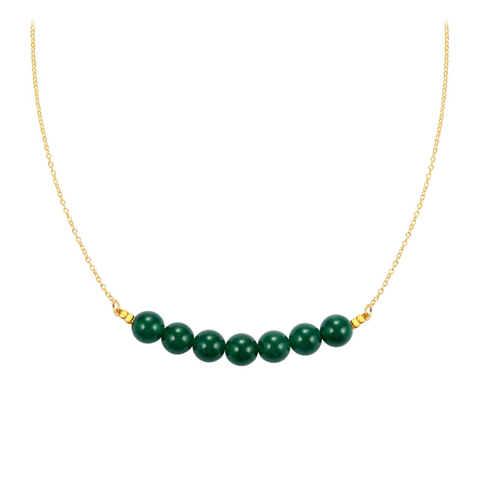 Pozlátený Strieborný Náhrdelník s so Zeleným Nefritom 1 