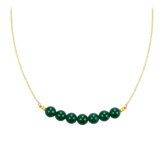 Pozlátený Strieborný Náhrdelník s so Zeleným Nefritom