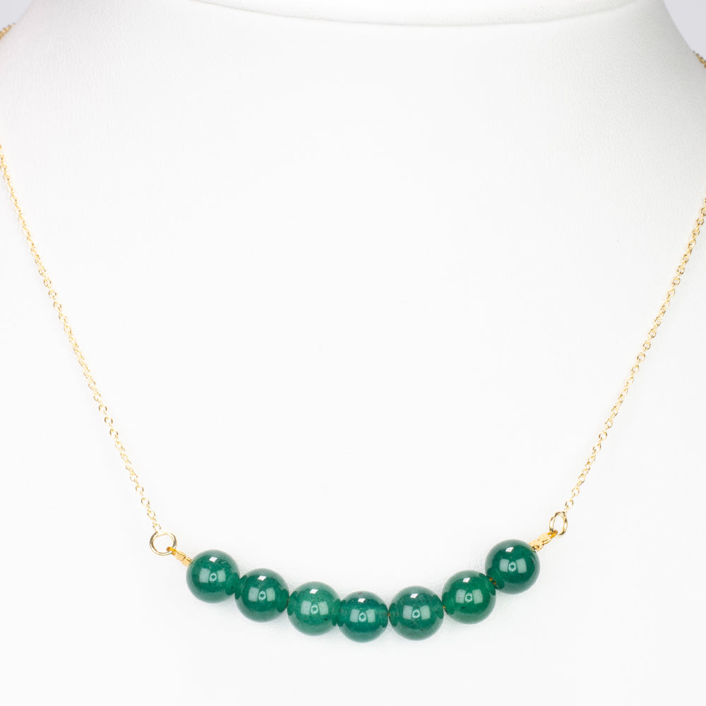 Pozlátený Strieborný Náhrdelník s so Zeleným Nefritom