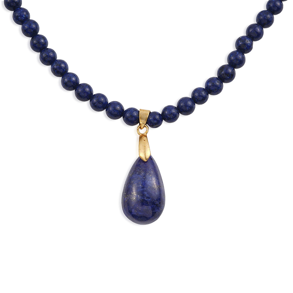 Pozlátený Zliatinový Náhrdelník s Lapisom Lazuli