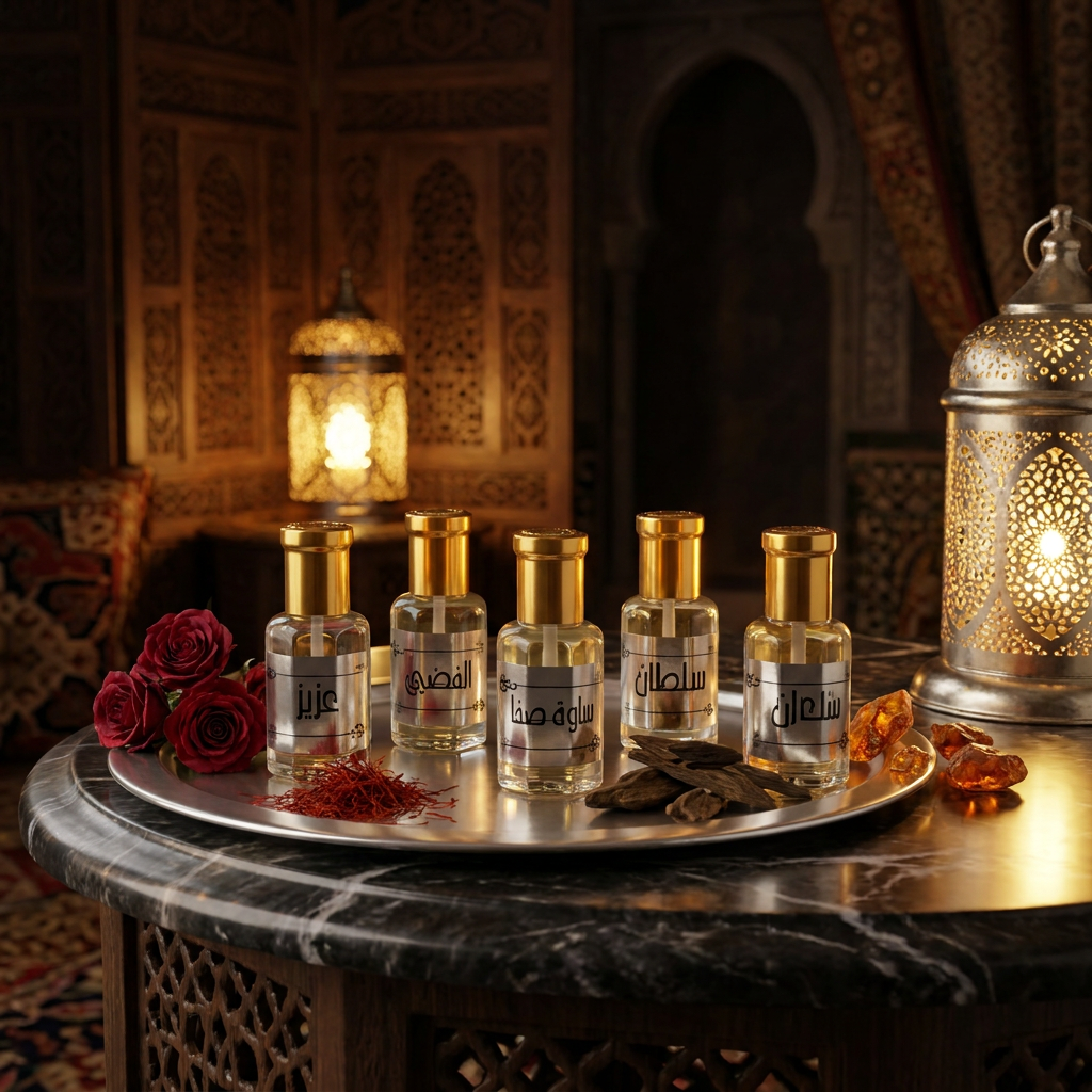 KHALIS SILVER 5*12 ML perfume oil set (TOP:Saffron, Raspberry, Grapefruit, Aromatic Aldehydes; MIDDLE:Rose, Jasmine, White Florals, Oud, Cedarwood; BASE:Sandalwood, Vanilla, Tonka, Musk, Ambergris, Leather, Woody Spices) 2 